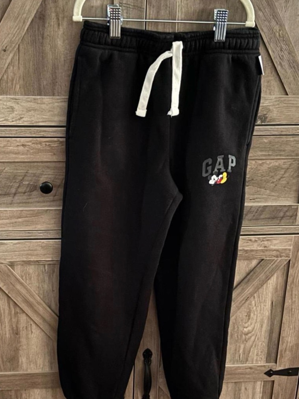 GAP Black Joggers with White Drawstring and Character Patch